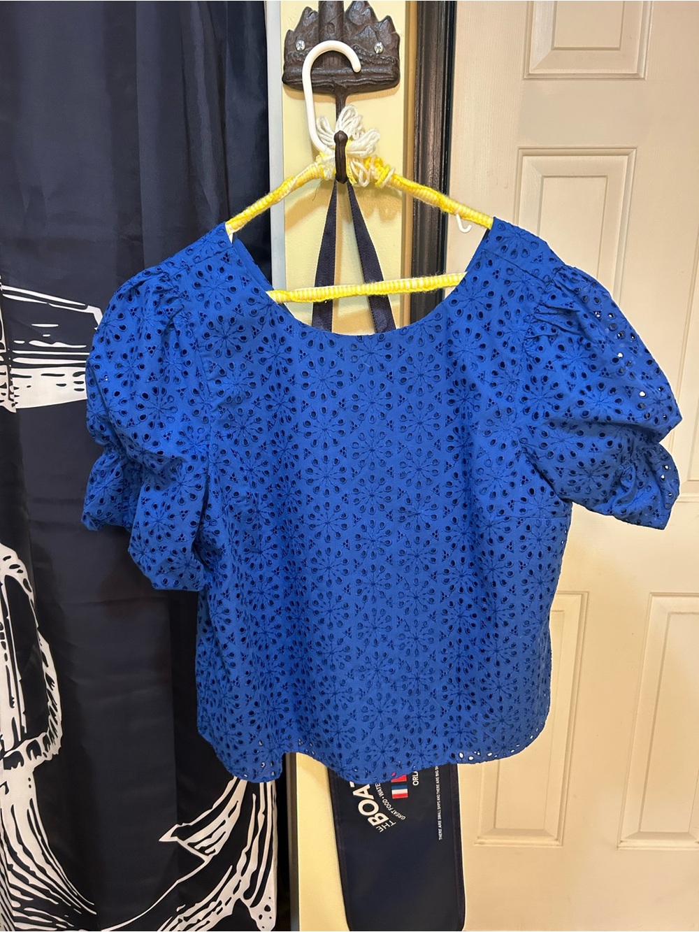 Lilly Pulitzer Royal Blue Eyelet Puff Sleeve Blouse